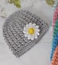 Daisy Baby Hat Crochet In Sizes Newborn to 2 Yrs, Baby Shower Gift