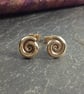 Gold ammonite stud earrings. - Image 2