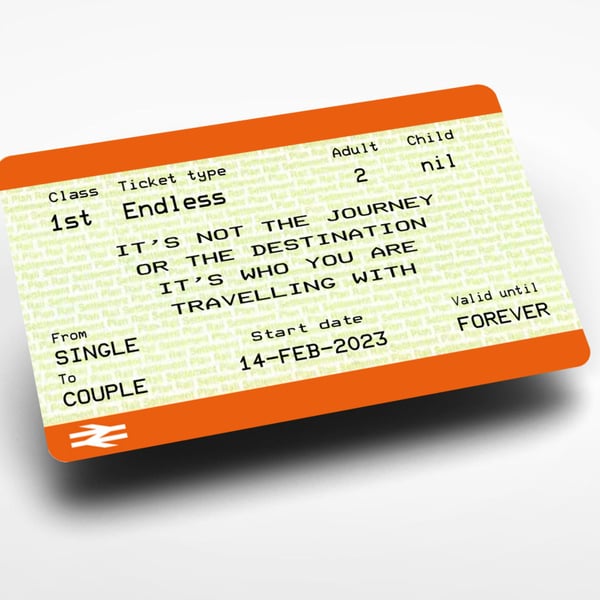 Personalised Metal Wallet Purse Card Keepsake Train Ticket Valentines Couple