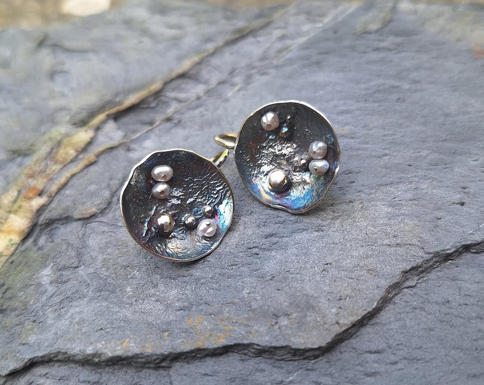 Elegant Sterling Silver Dome Earrings with Freshwater Pearls