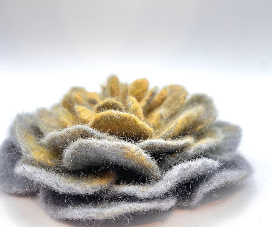 Flower Brooch Felt Floral Pin Handmade Item Unusual Jewellery Wet Felting Flower