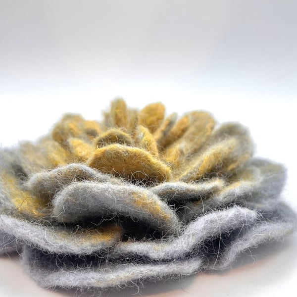 Flower Brooch Felt Floral Pin Handmade Item Unusual Jewellery Wet Felting Flower