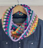 Crochet Infinity Scarf Lilac Trim
