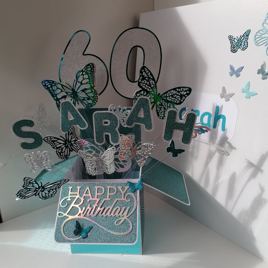 Large Personalised  Birthday Pop up Box  Greetings Card