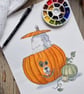 Limited Edition A4 Autumn Dog Art Print – "Jack-O'-Lantern" Pumpkin - Image 4