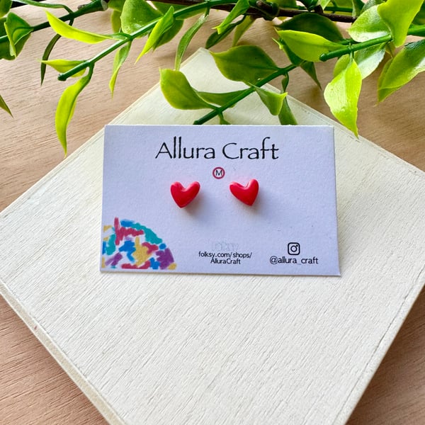 Micro Red Heart Studs 