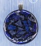 Beautiful fused grass dichroic round pendant blues purples sparkly - Image 4