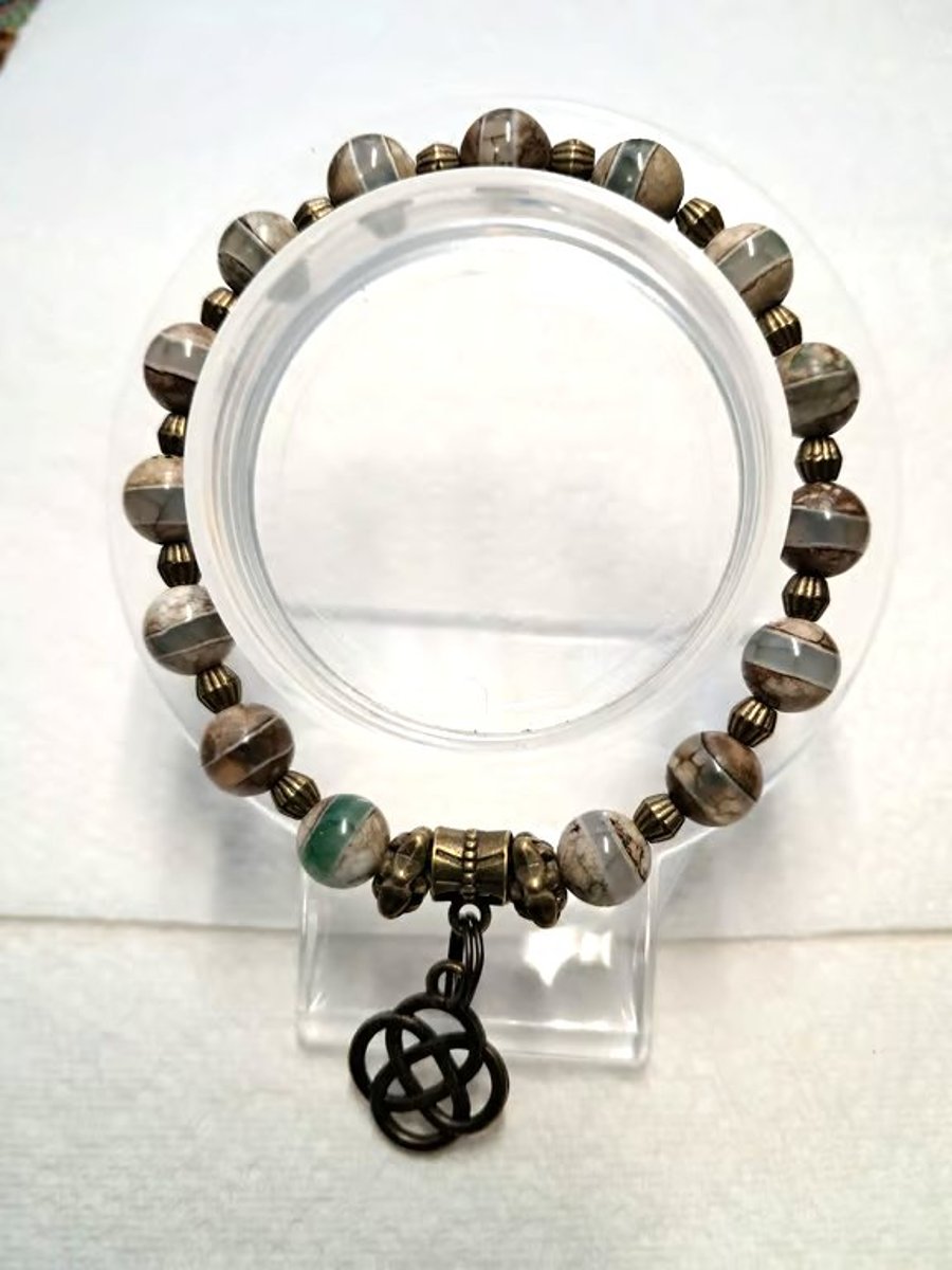 Stretch Grey Agate Bracelet 