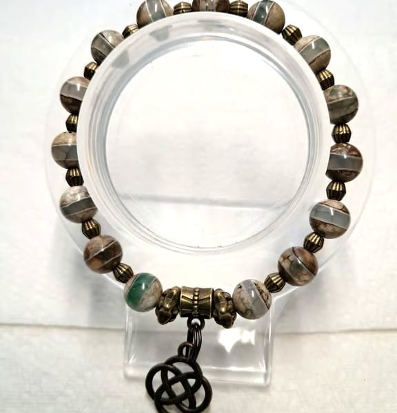 Stretch Grey Agate Bracelet 