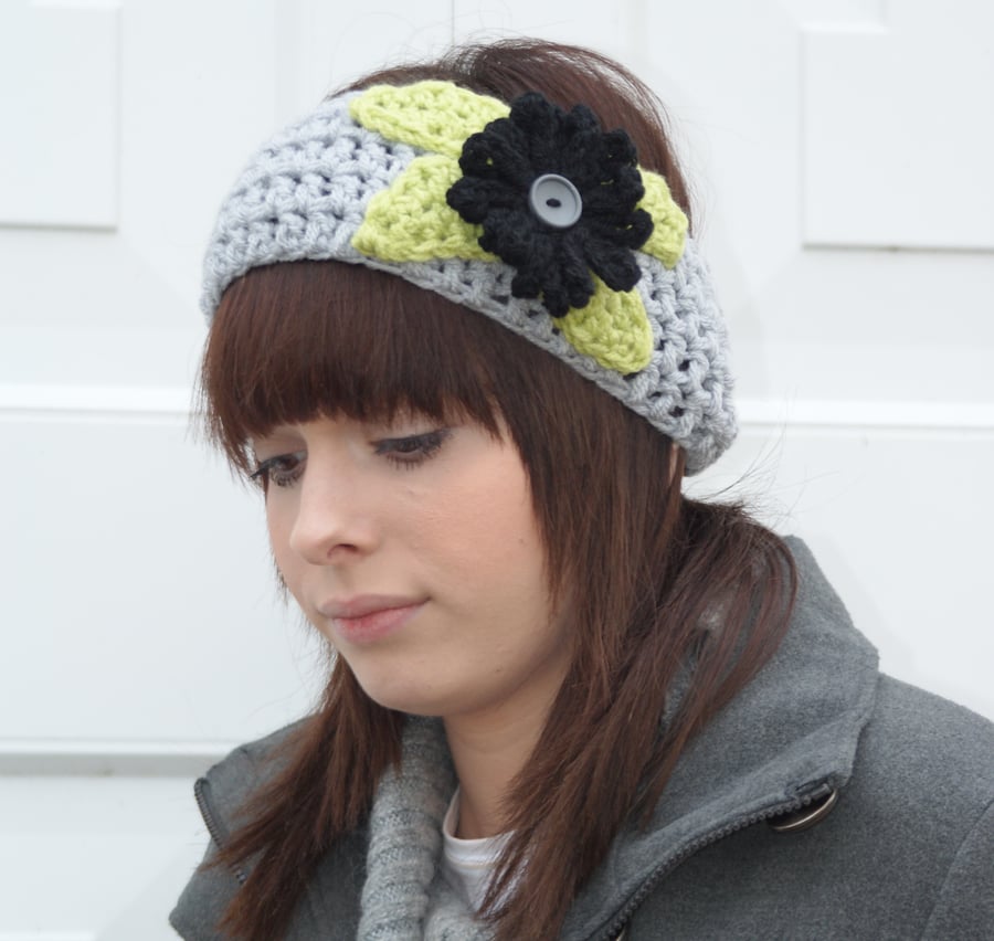 Crochet grey Headband Ear Warmer