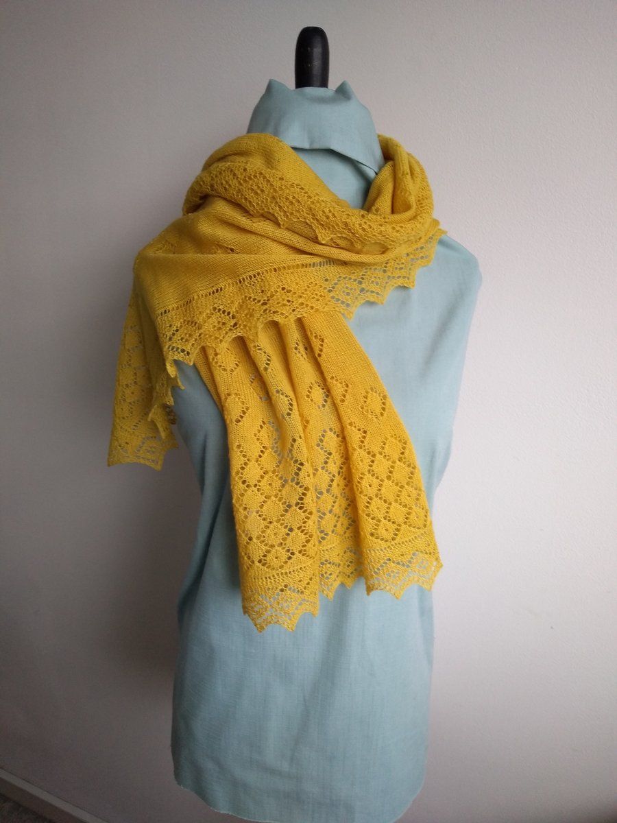 Golden Yellow Merino Wool Scarf