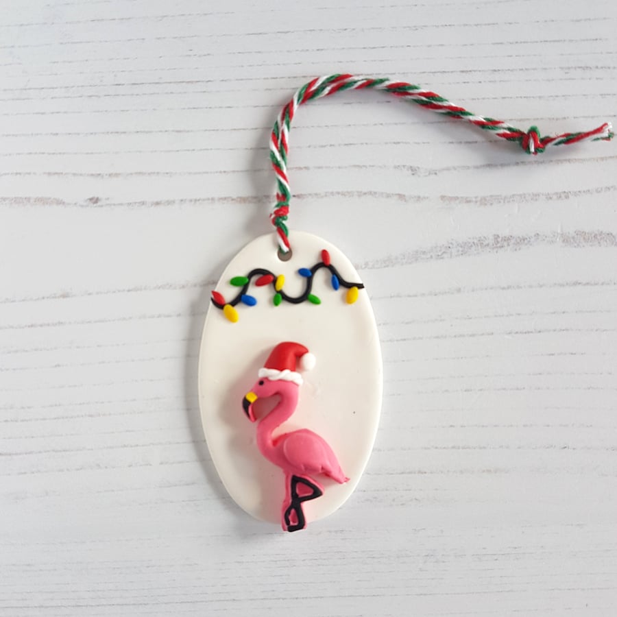 Christmas Flamingo with lights Hanging decoration OR magnet