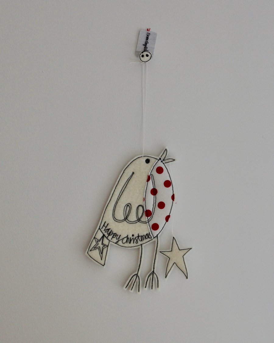 Mr Robin is holding a Star - Hanging Decoration