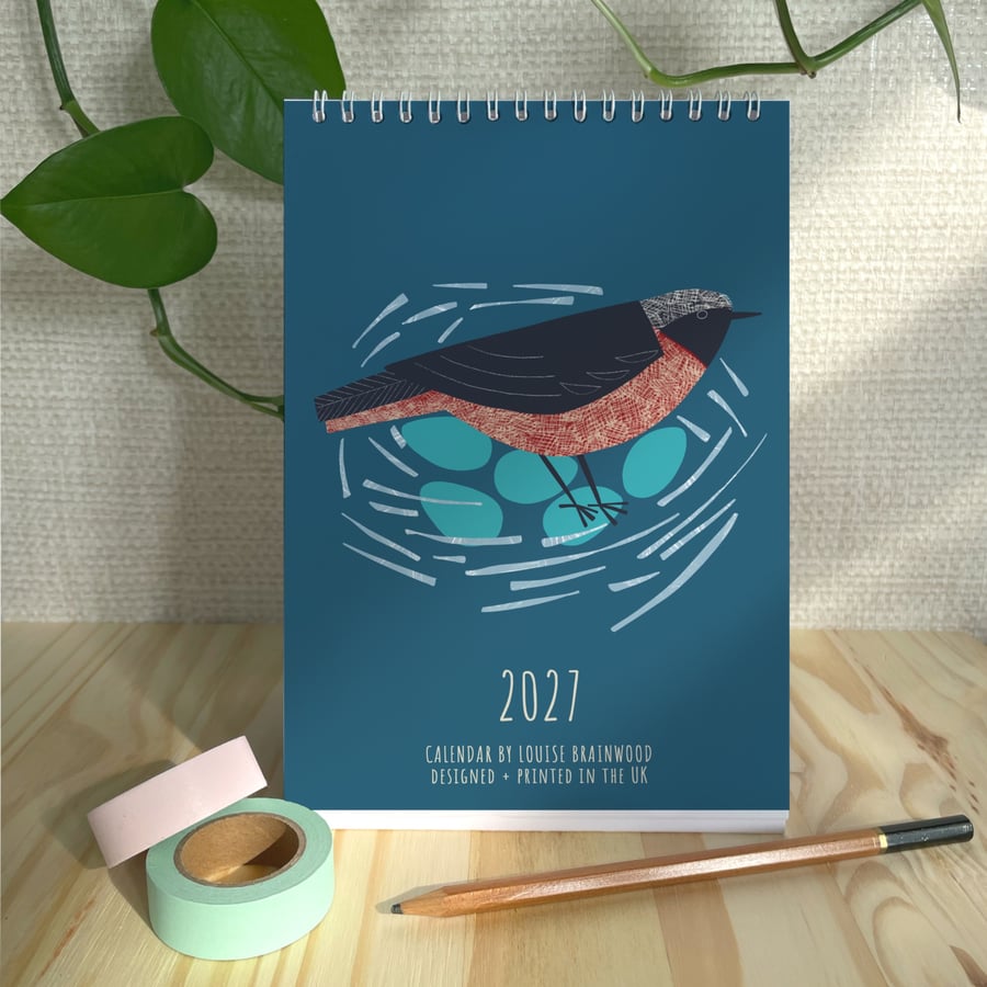 2027 Illustrated Birds Desk Calendar