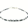 Dainty Blue & White Seed Bead Stacker Boho Layering Fashion Bracelet - 6.5" - 8"