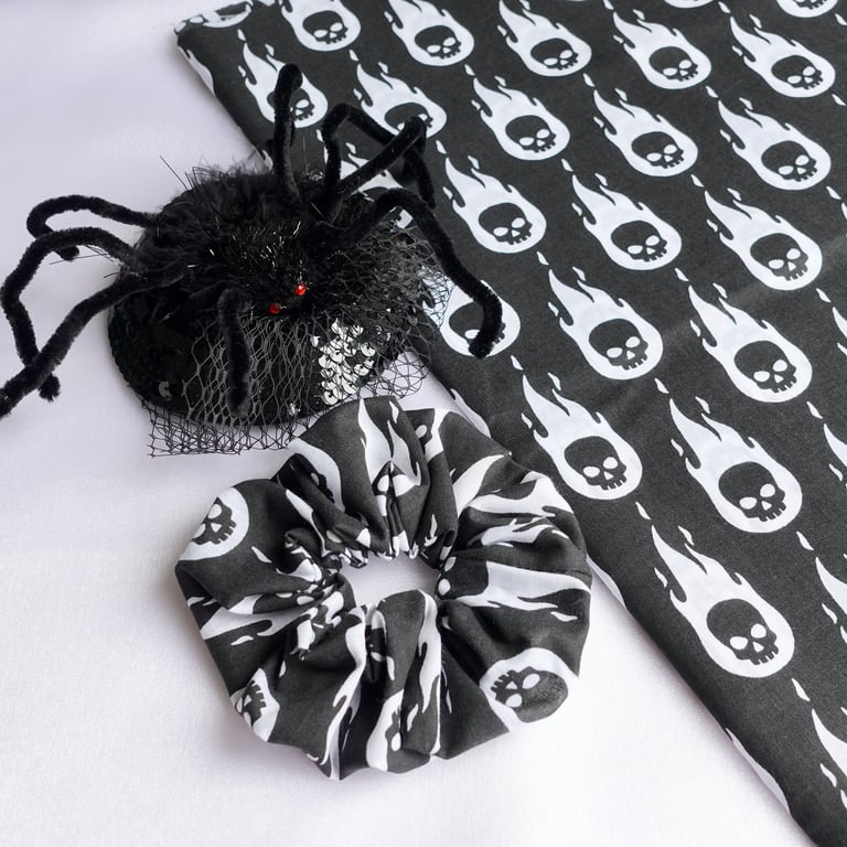 Halloween Scrunchies, Skull Scrunchies, Skeleton Scrunchies, Spooky Scrunchies