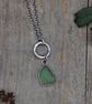 Sea Glass and Recycled Silver Bezel Set Necklace, Teal Green Scottish Sea Glass - Image 3