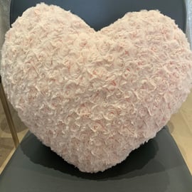 Heart shaped cushion covered in beautiful Rosebud effect soft Plush