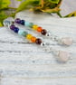 Earrings, Sterling Silver Long Droppers with a Rainbow of Gemstones - Image 6