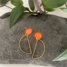 Half circle polymer clay and brass earrings 