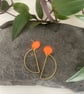 Half circle polymer clay and brass earrings  - Image 1