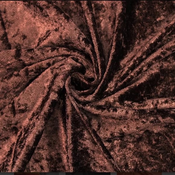 crushed velvet fabric material stretch soft dark brown 1 metre