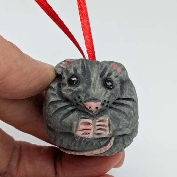 Grey Rat - Little Creatures Range - on ribbon