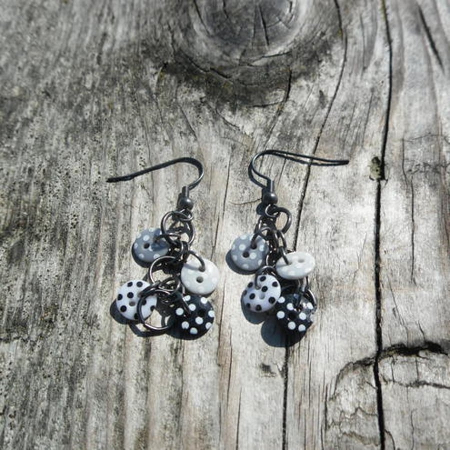 Black & White Button Earrings