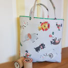 Reusable fabric gift bag; nursery animals