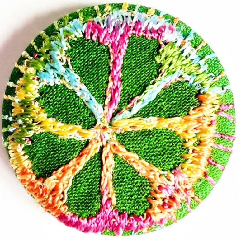 Buttons 1 inch button Hand Dyed Silks and Cottons Free Machine Embroidery Button