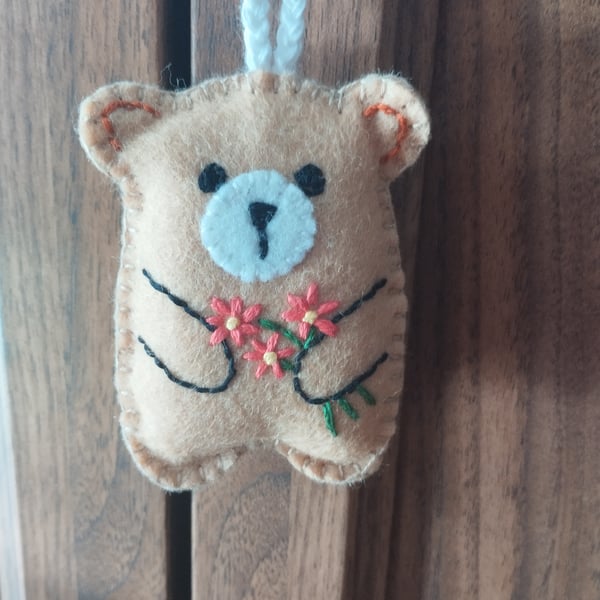 Wool felt bear hanging decoration 