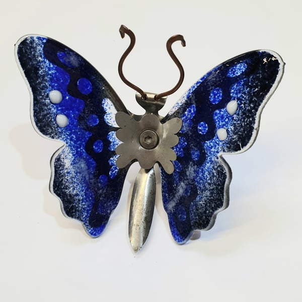 Butterfly Wall Art - Glass and Metal - Mini Purple Emperor Butterfly