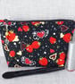 Make up bag, zipped pouch, strawberries & hearts - Image 5
