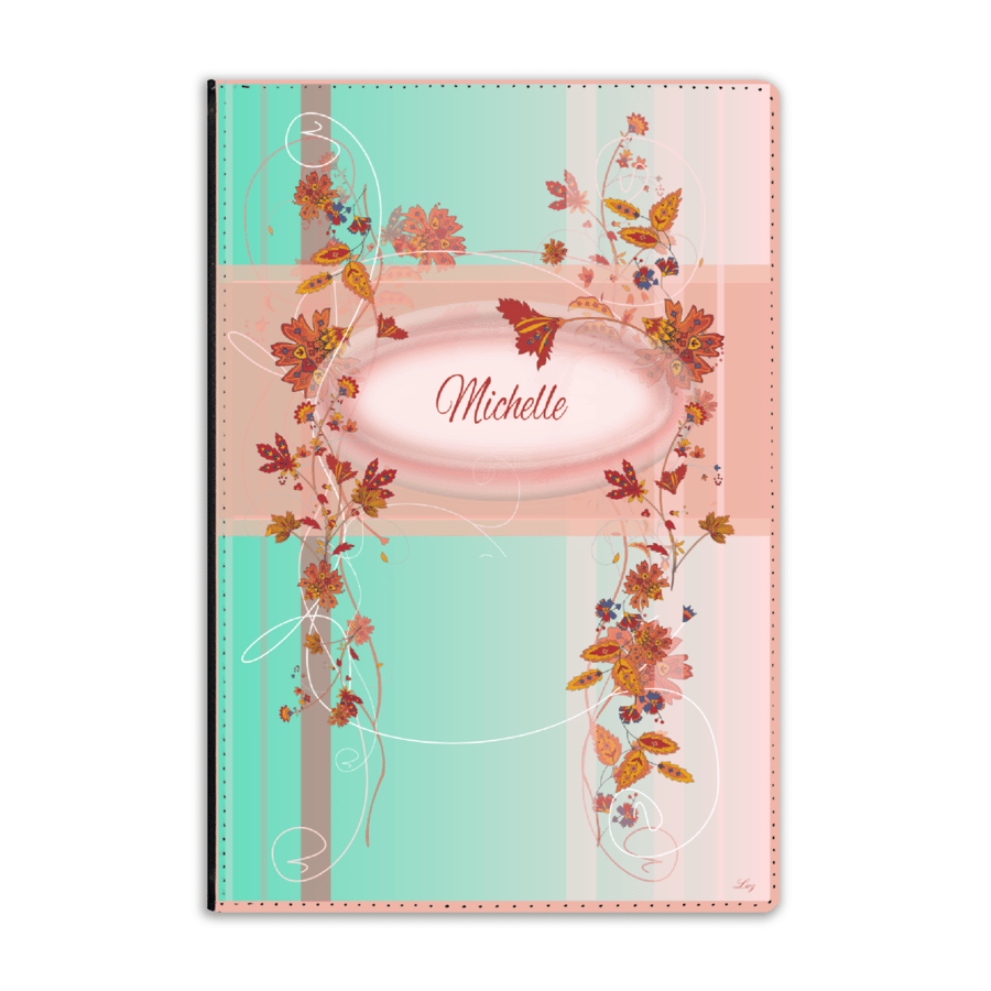 TURQUOISE PERSONALISED REFILLABLE Faux Leather A5 Journal cover & FREE Notebook