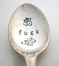 F-word, rude adult spoon, handstamped vintage coffeespoon with hearts - Image 2