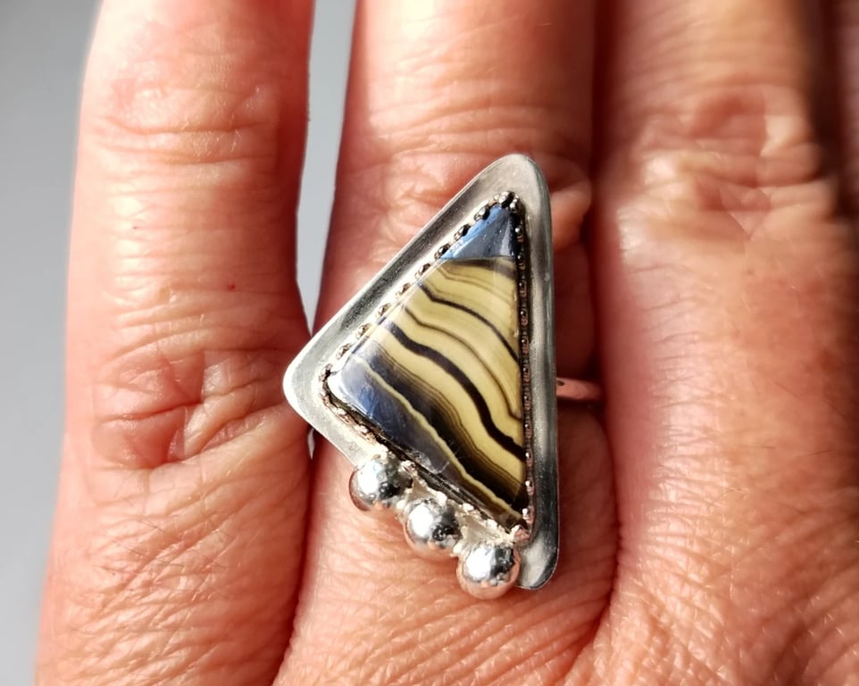 Schalenblende Adjustable Ring Sterling Silver Jewellery Gift Triangle Handmade