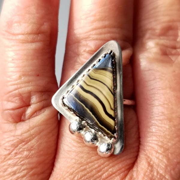 Schalenblende Adjustable Ring Sterling Silver Jewellery Gift Triangle Handmade