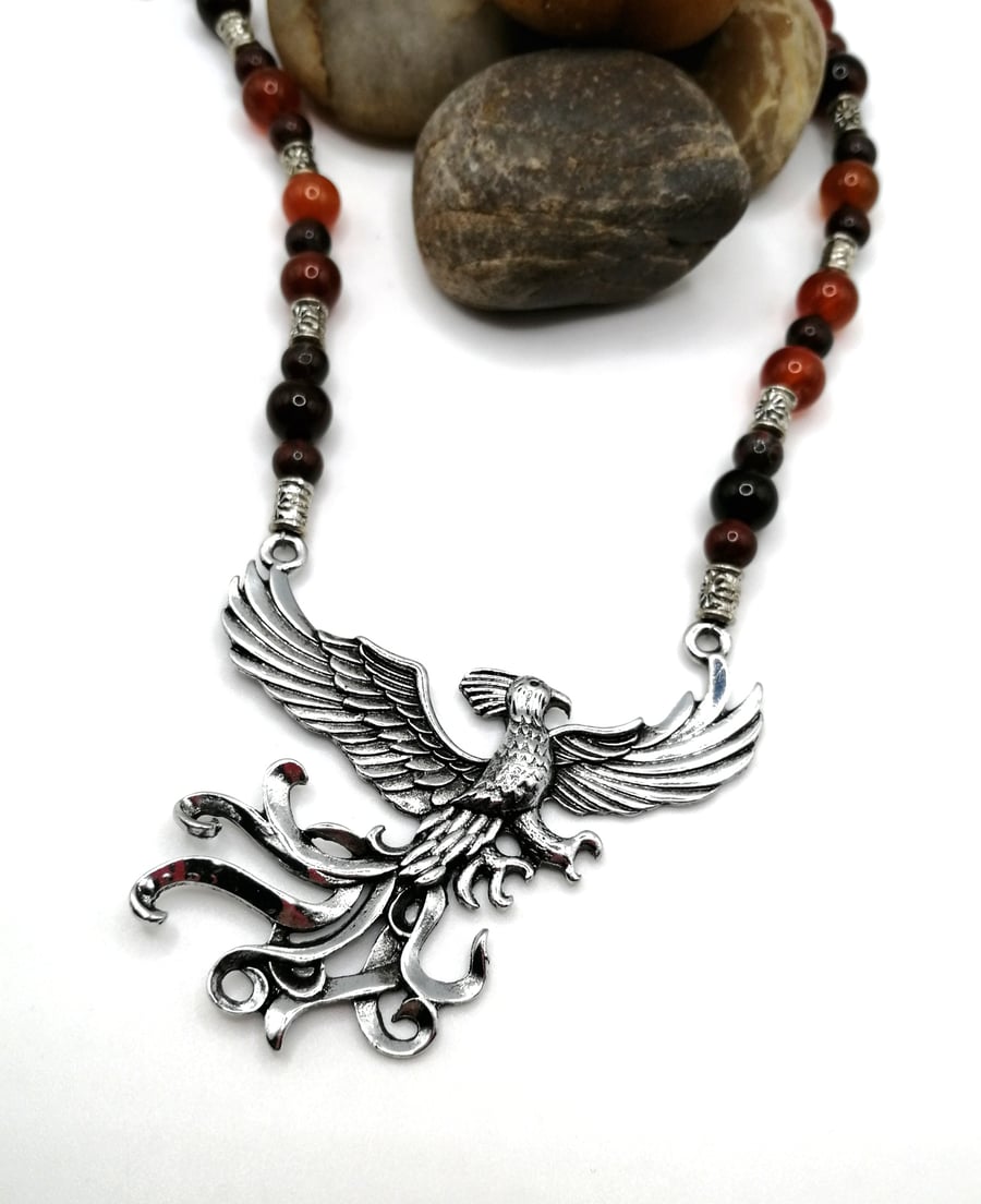Carnelian and Red Jasper Phoenix Necklace