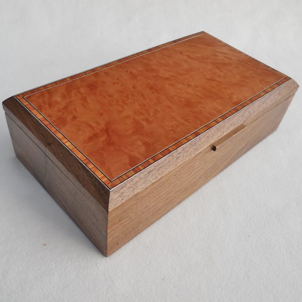 Handmade Wooden Jewellery Box - Solid Walnut & Madrona Burr, 