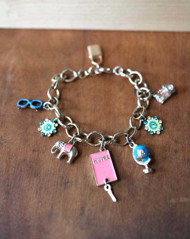 Travel inspired - Up-cycled Charms - Fashion Trend Theme Charms bracelet