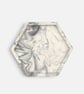 White & Grey Marbled Hexagonal Jewellery Tray, Handmade Trinket & Catchall Dish - Image 2