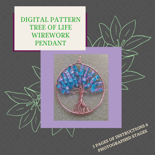 PDF DIGITAL PATTERN - INSTRUCTIONS FOR  WIREWORK TREE OF LIFE PENDANT