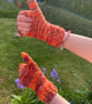 Banana silk Bonfire mittens , handknitted - Image 1