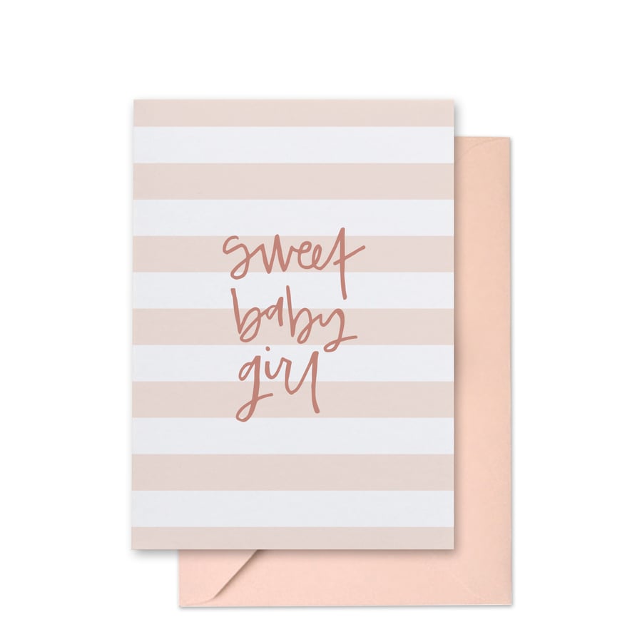 Sweet Baby Girl, letterpress new baby card