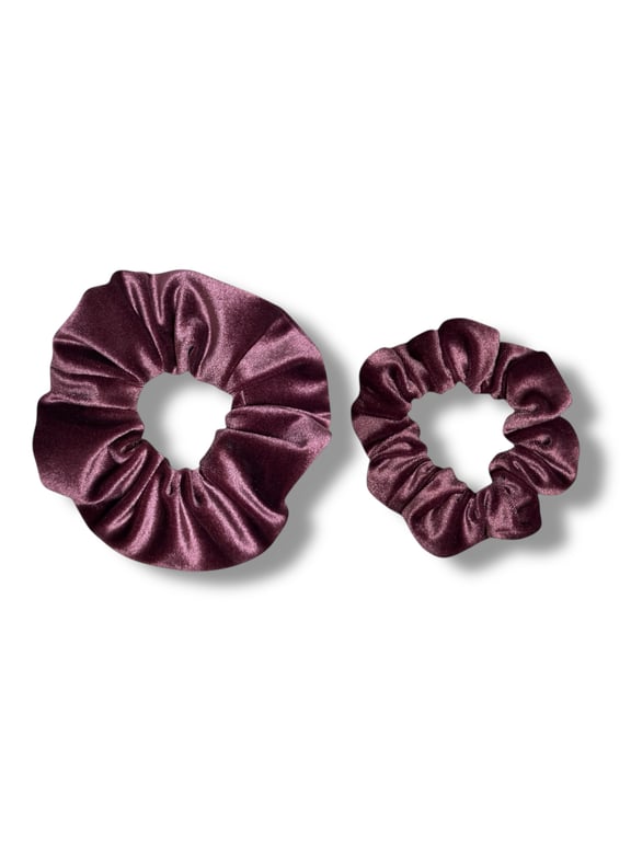 Set of 2 - Grape Velvet Scrunchies - Regular & Large