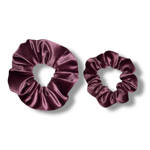 Set of 2 - Grape Velvet Scrunchies - Regular & Large