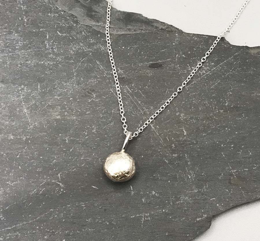 Tactile Pebble Necklace - Handmade - Recycled Sterling Silver 925 