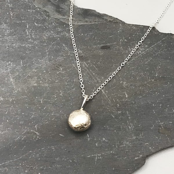 Tactile Pebble Necklace - Handmade - Recycled Sterling Silver 925 