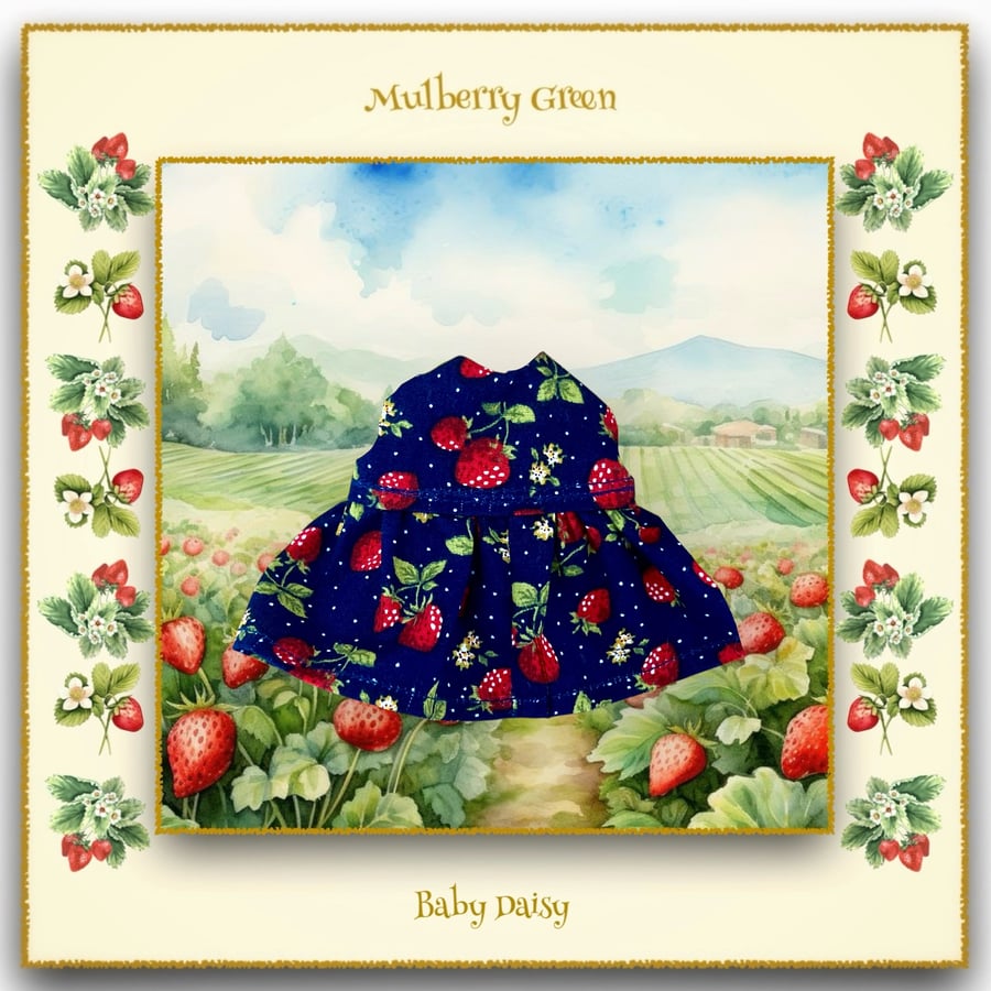 Navy Strawberries Dress for Baby Daisy 