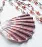 Seaworn Scallop Shell Statement Necklace with Crystal Rondelle Beads  - Image 4